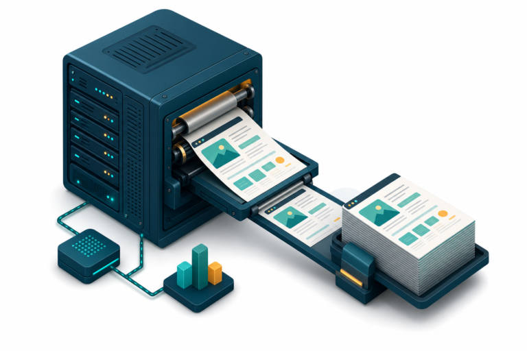Server printer færdige websider som trykpresse